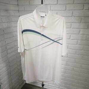 Ping Performance Men's Size XXL White w/ Green & Blue Pattern Golf / Polo Shirt
